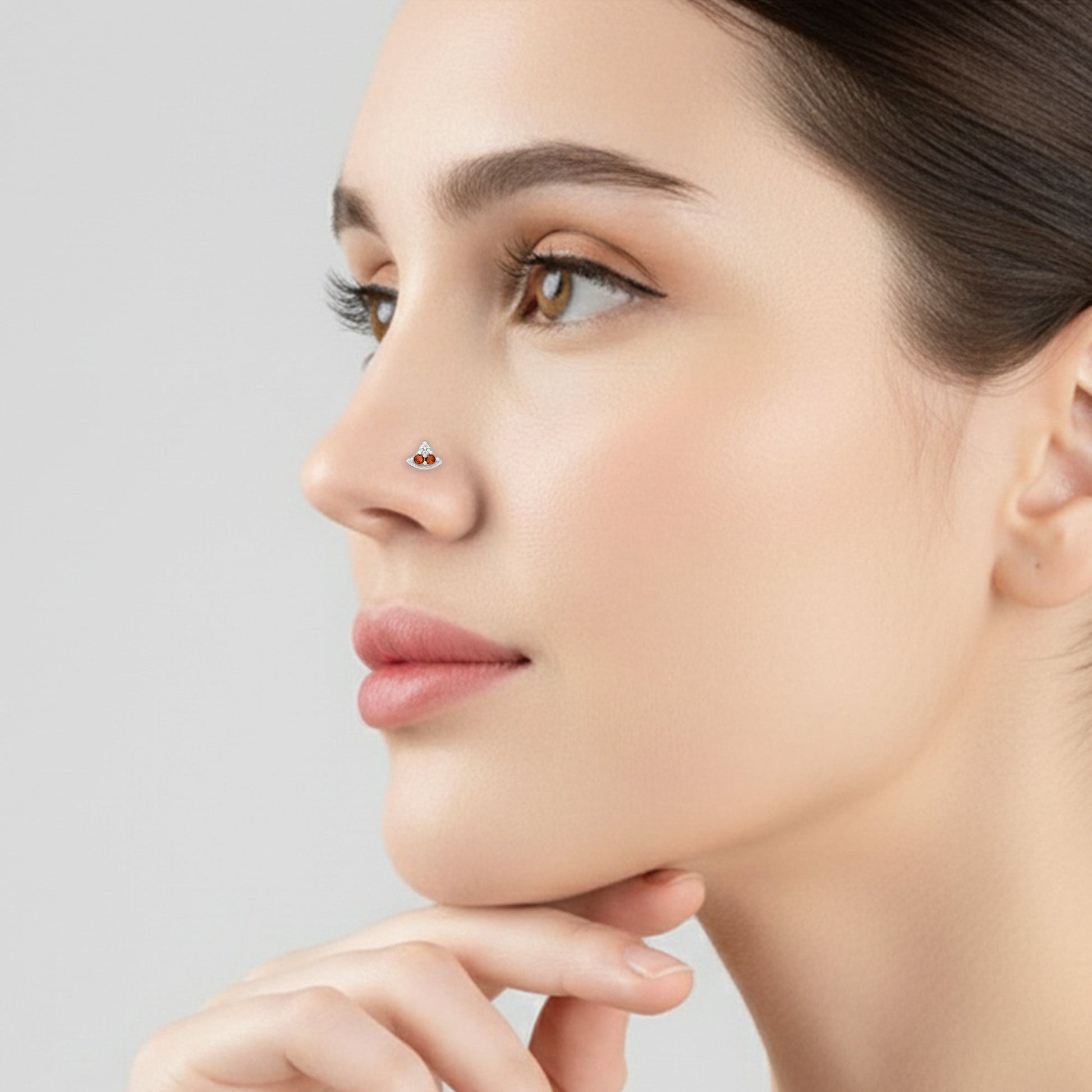 Crescent Charm Silver Nose Pin