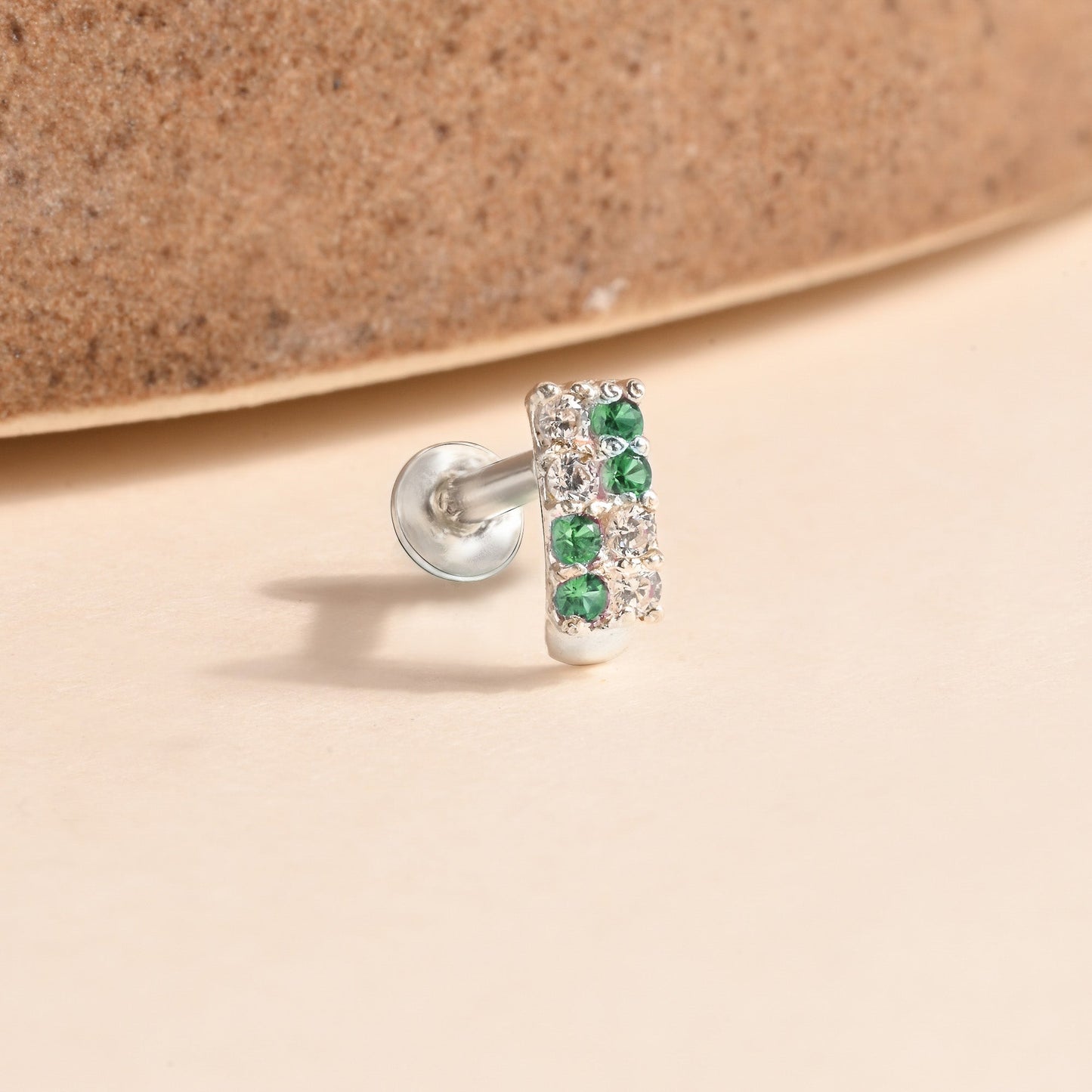 Radiant Bar Silver Nose Pin