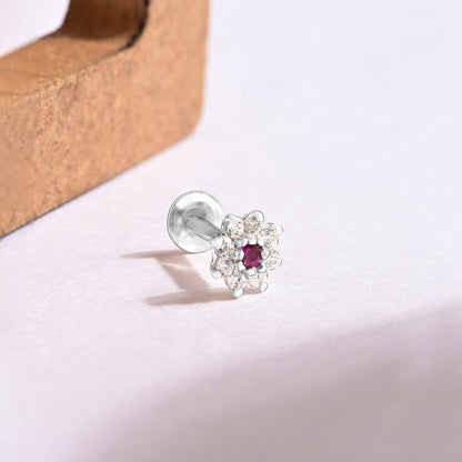 Floral Bloom Silver Nose Pin