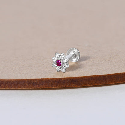 Floral Bloom Silver Nose Pin