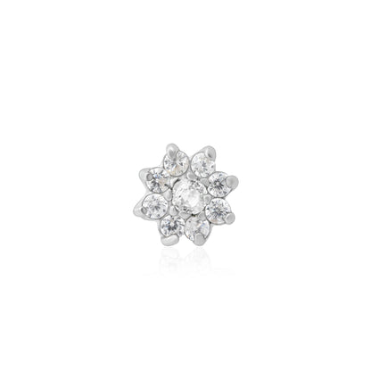 Floral Bloom Silver Nose Pin