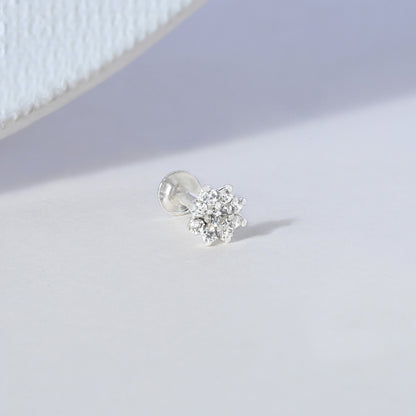 Floral Bloom Silver Nose Pin