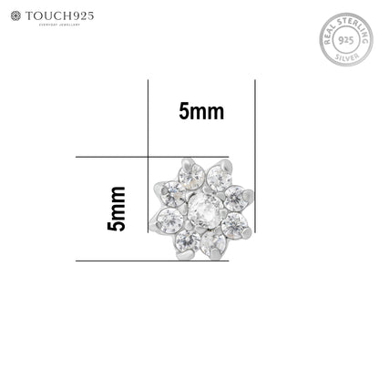 Floral Bloom Silver Nose Pin