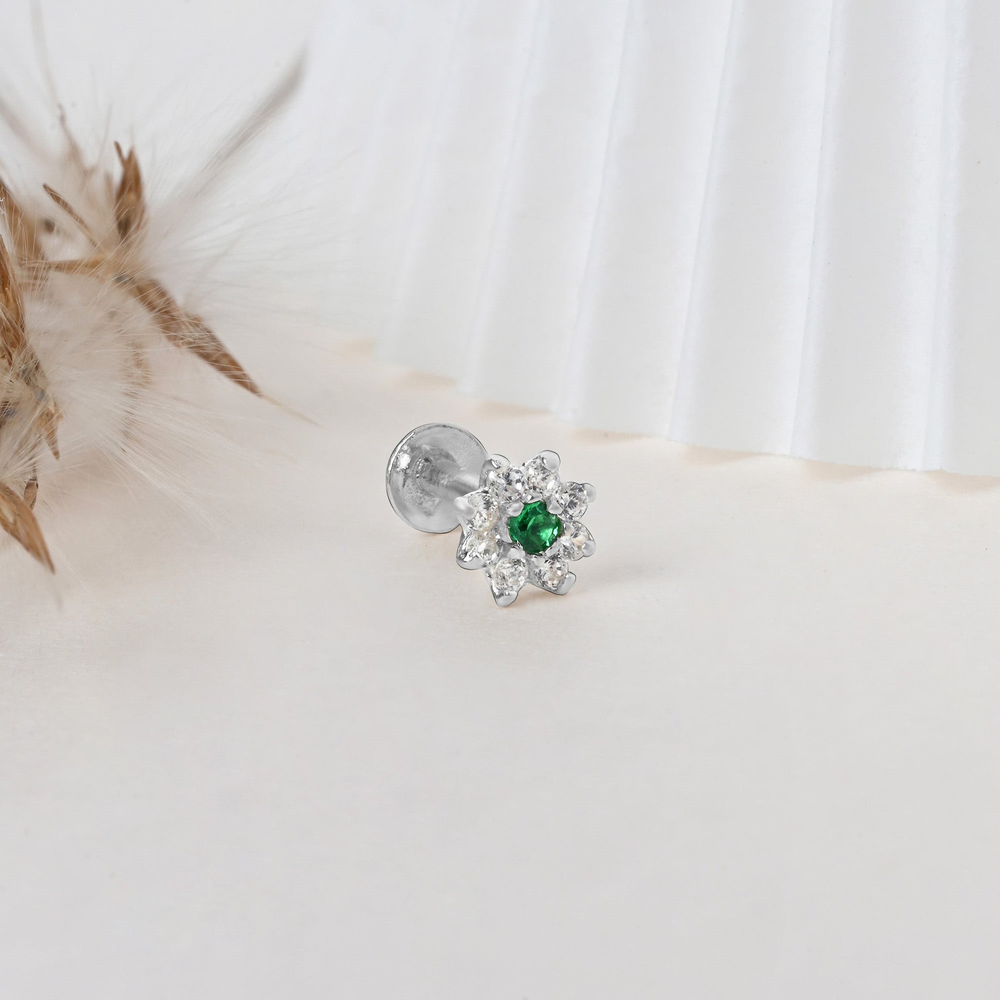 Flower Shape Silver Nose Pin