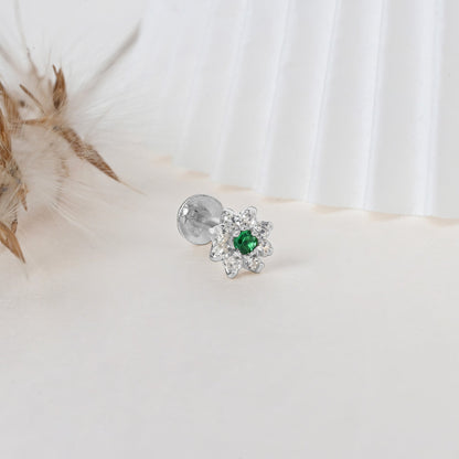 Flower Shape Silver Nose Pin