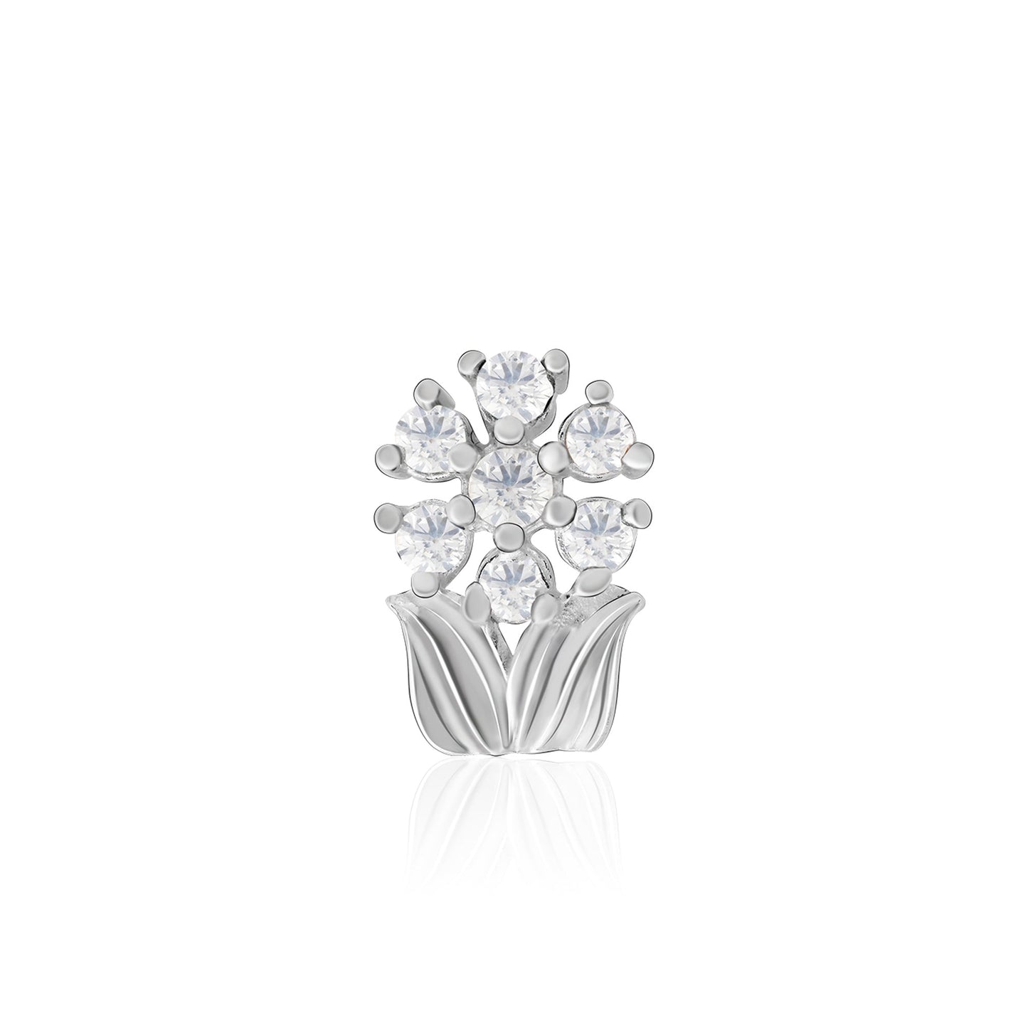 Chaand Phool Silver Nose Pin