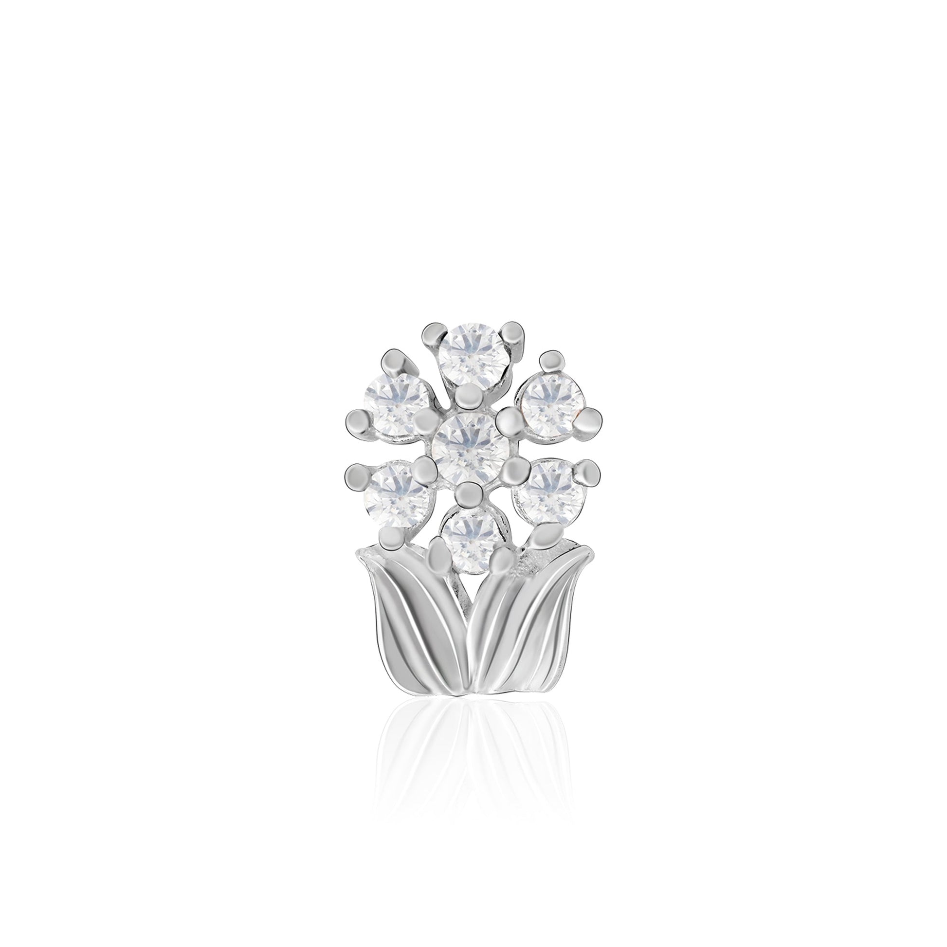 Chaand Phool Silver Nose Pin
