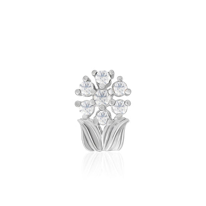 Chaand Phool Silver Nose Pin
