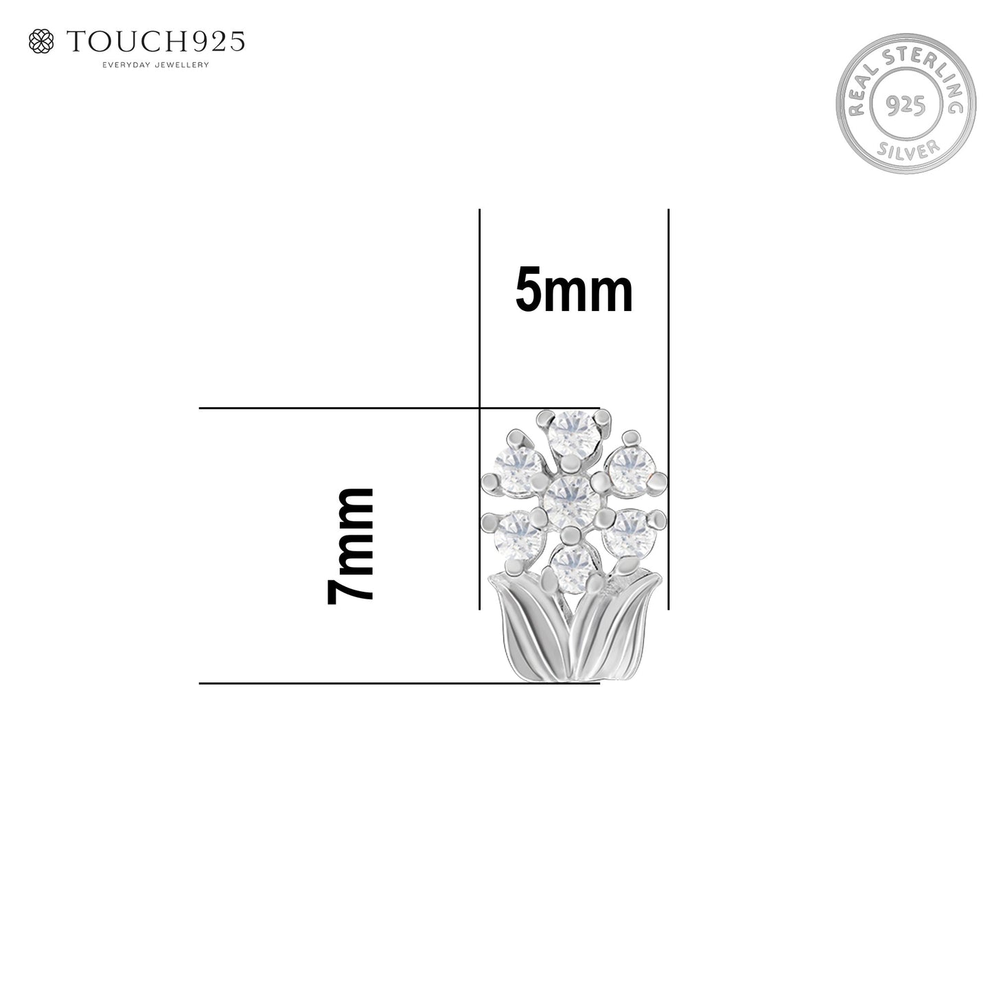 Chaand Phool Silver Nose Pin