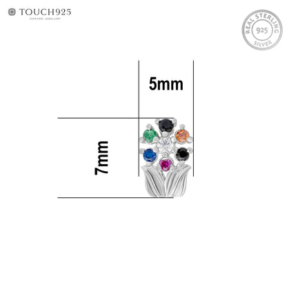 Chaand Phool Silver Nose Pin