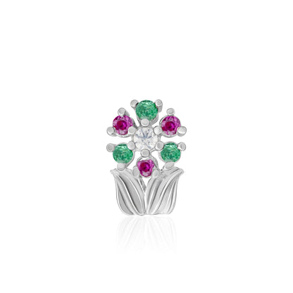 Chaand Phool Silver Nose Pin