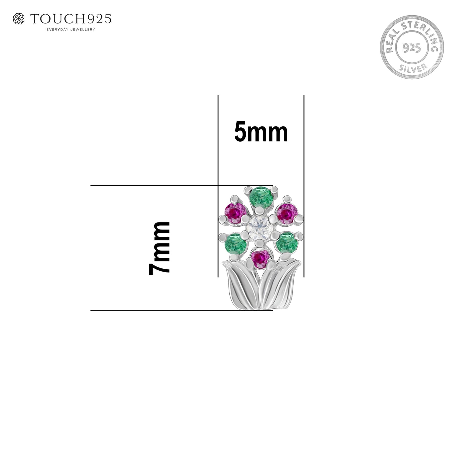 Chaand Phool Silver Nose Pin