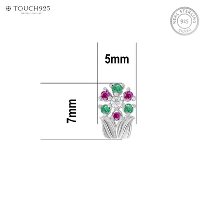 Chaand Phool Silver Nose Pin