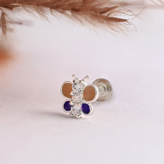 Silver Butterfly Nose Pin