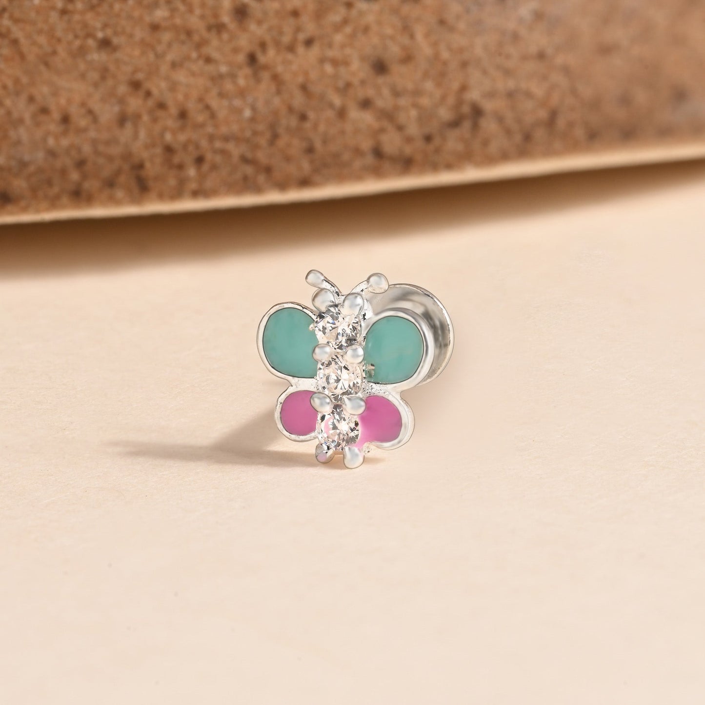 Silver Butterfly Nose Pin
