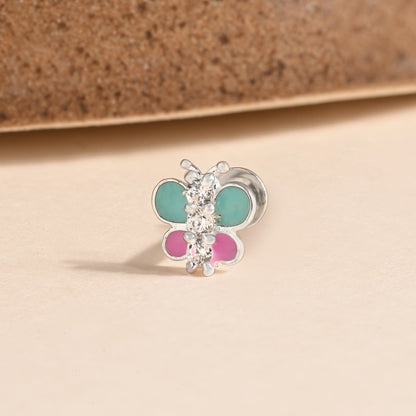 Silver Butterfly Nose Pin
