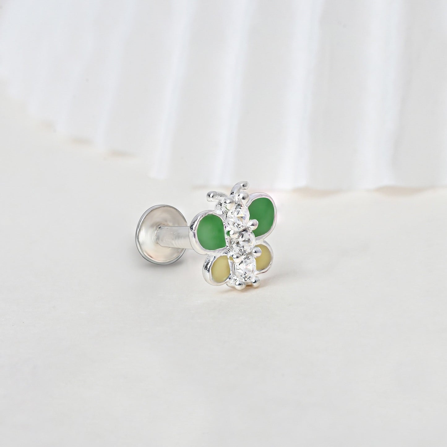 Butterfly Charm Silver Nose Pin