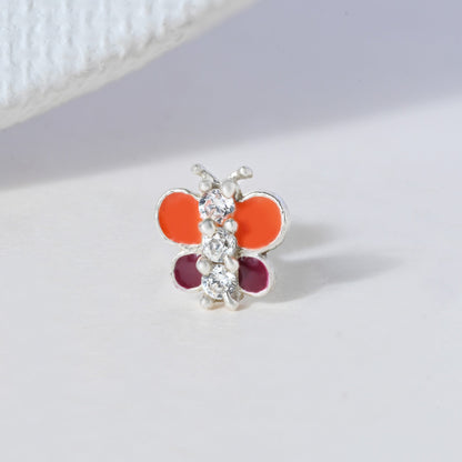 Butterfly Charm Silver Nose Pin