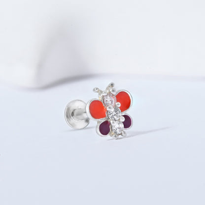 Butterfly Charm Silver Nose Pin