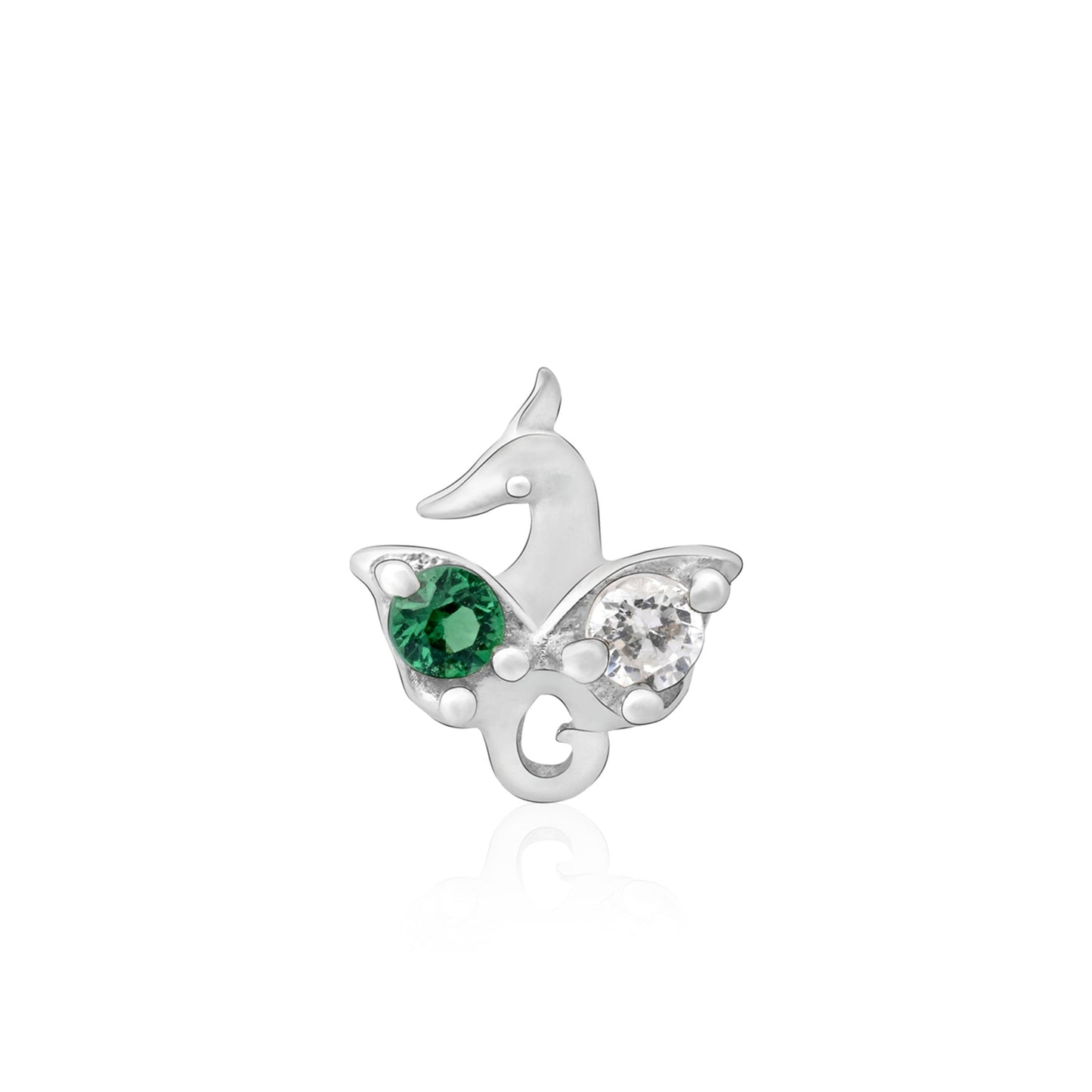 Peacock Charm Silver Nose Pin