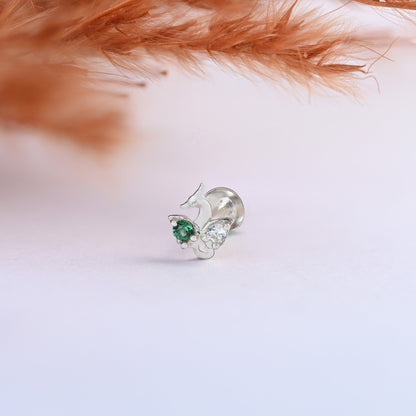 Peacock Charm Silver Nose Pin