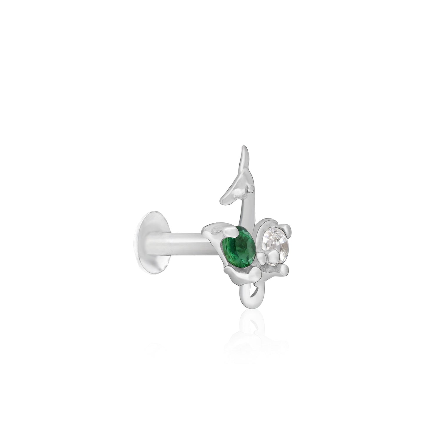 Peacock Charm Silver Nose Pin