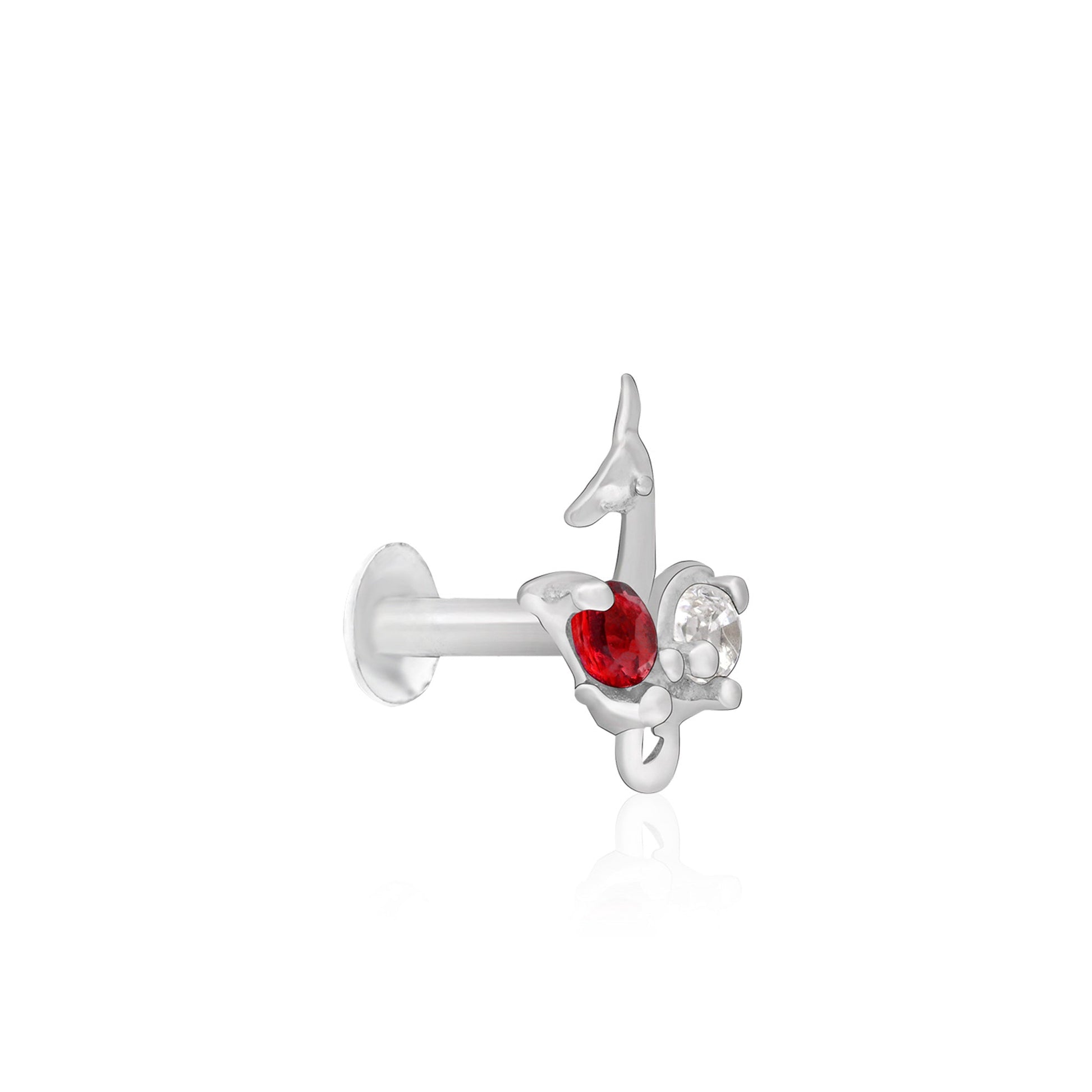 Peacock Charm Silver Nose Pin