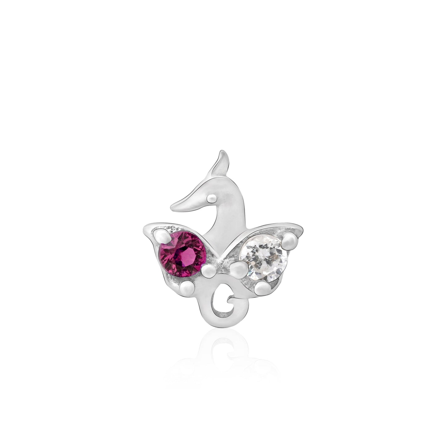 Peacock Motif Silver Nose Pin