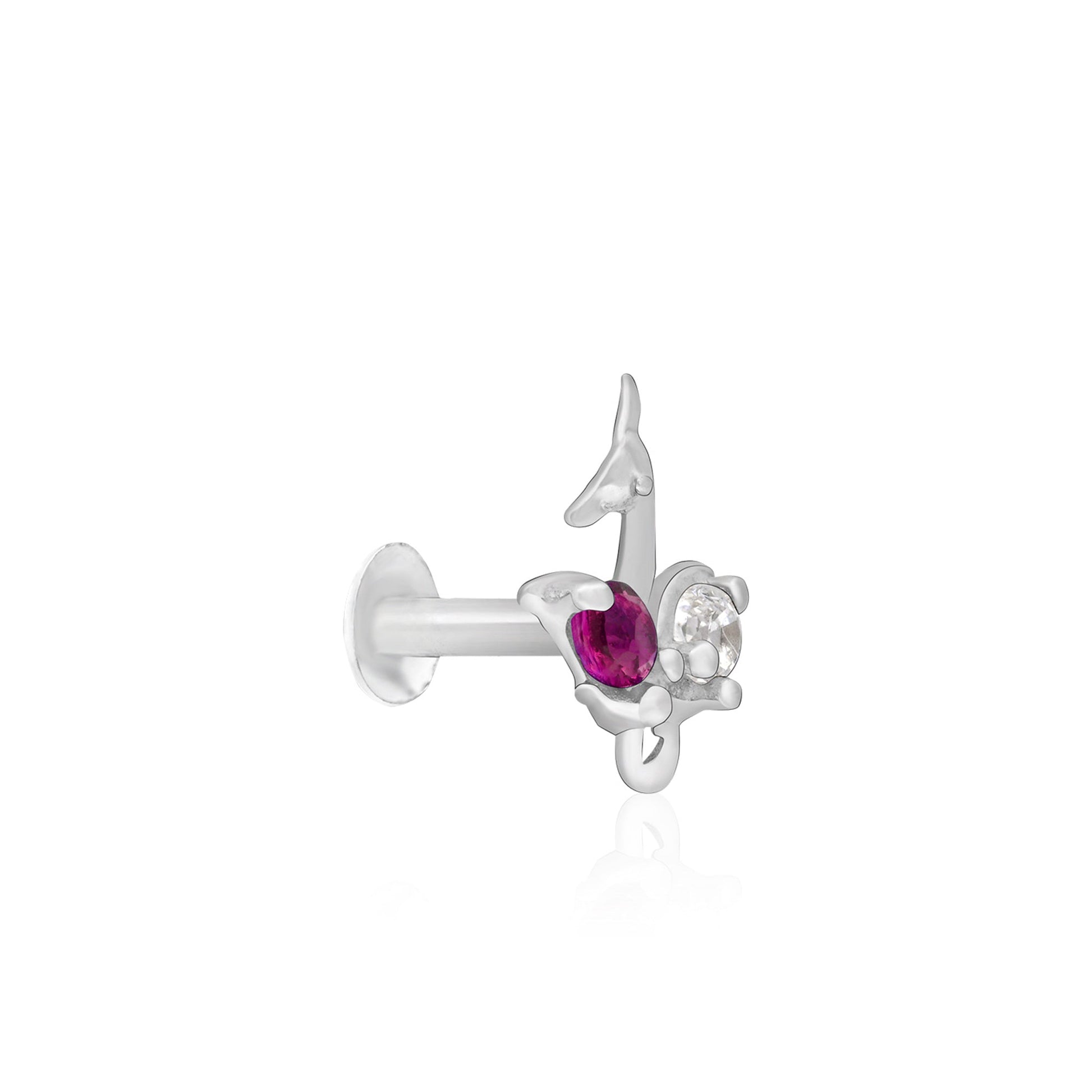 Peacock Motif Silver Nose Pin