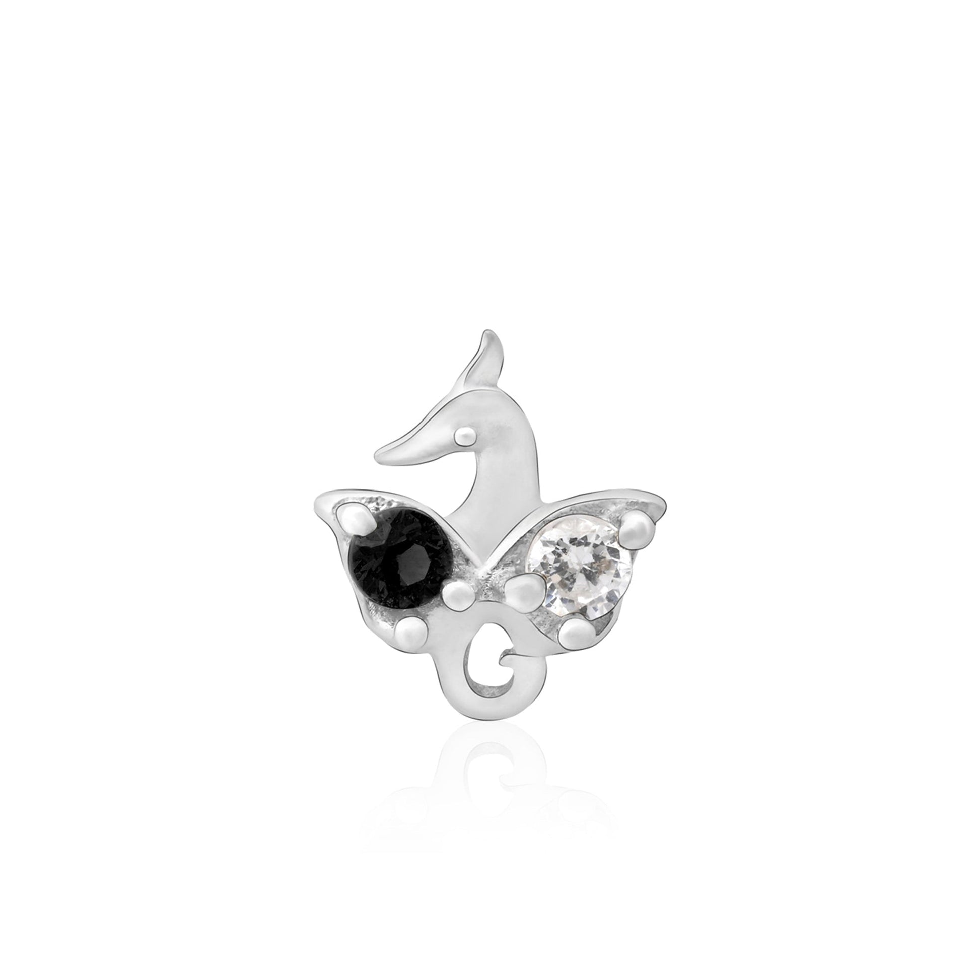 Peacock Motif Silver Nose Pin