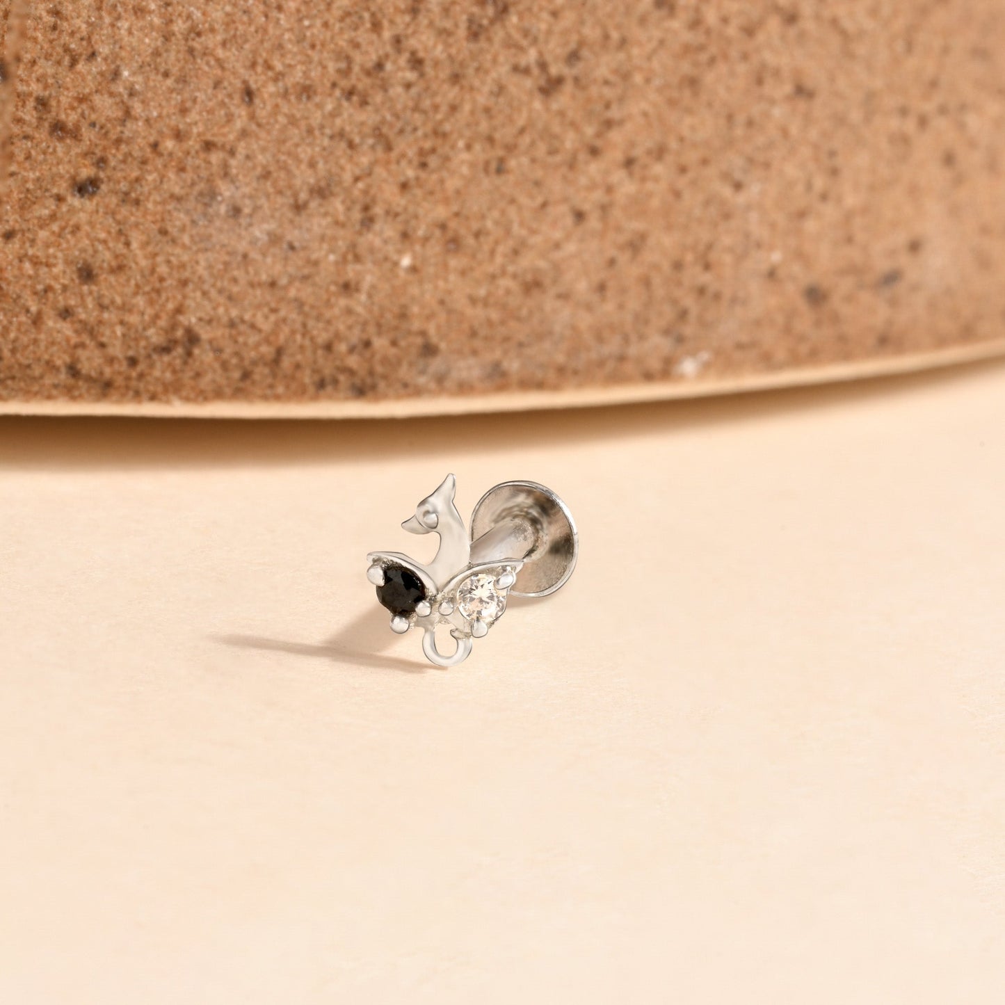 Peacock Motif Silver Nose Pin