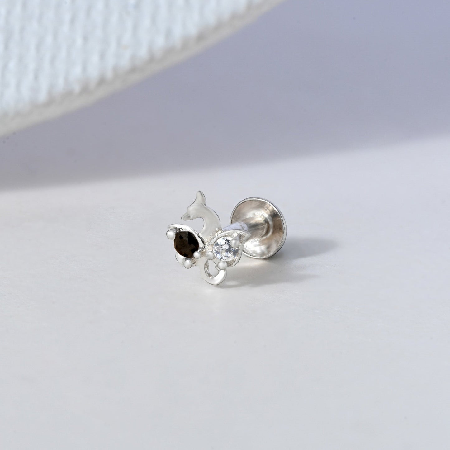 Peacock Motif Silver Nose Pin