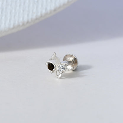 Peacock Motif Silver Nose Pin