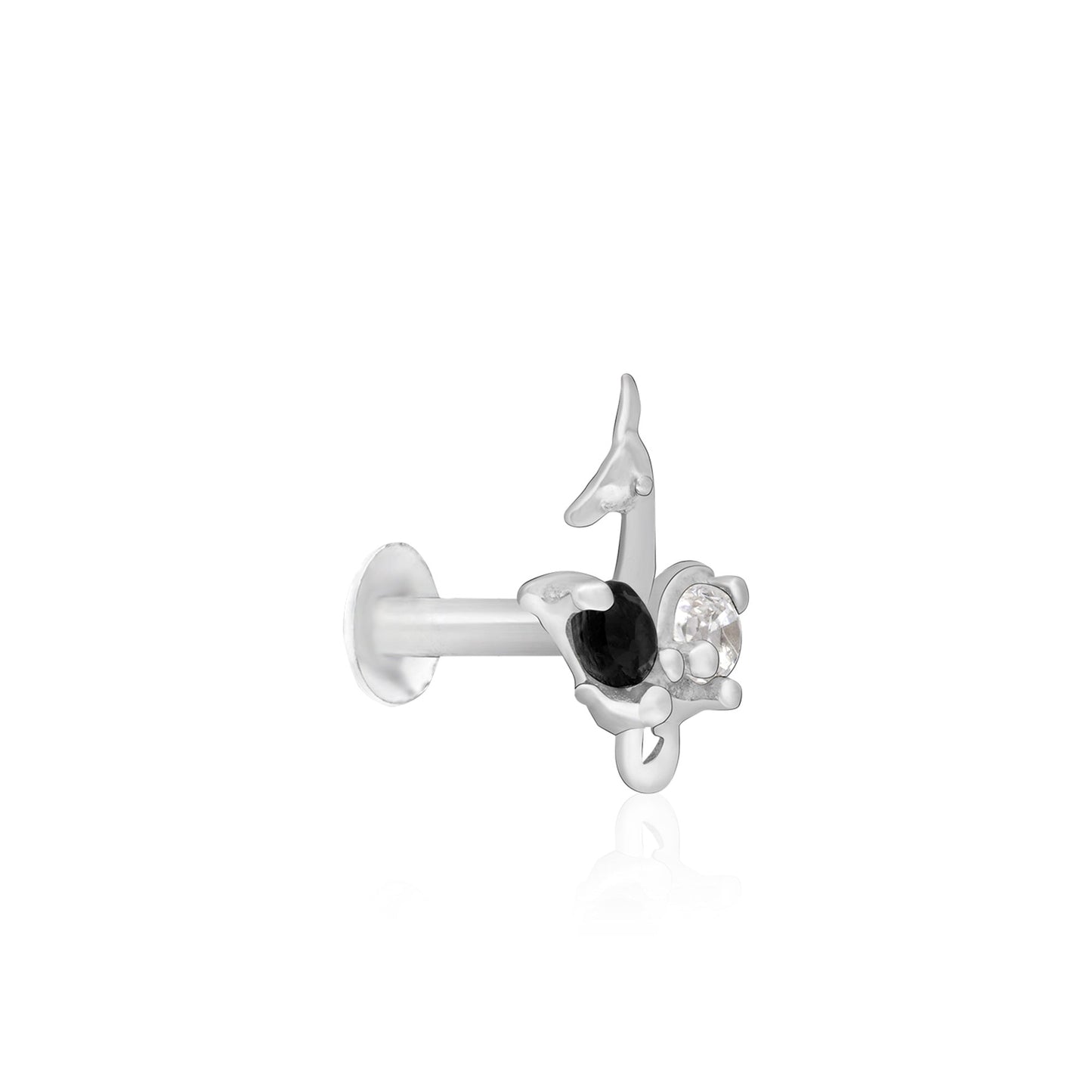 Peacock Motif Silver Nose Pin