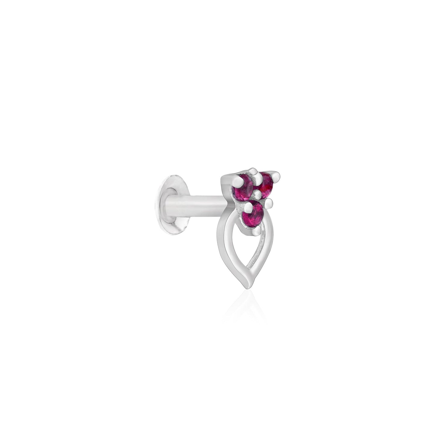 Trio Spark Heart-Drop Silver Nose Pin
