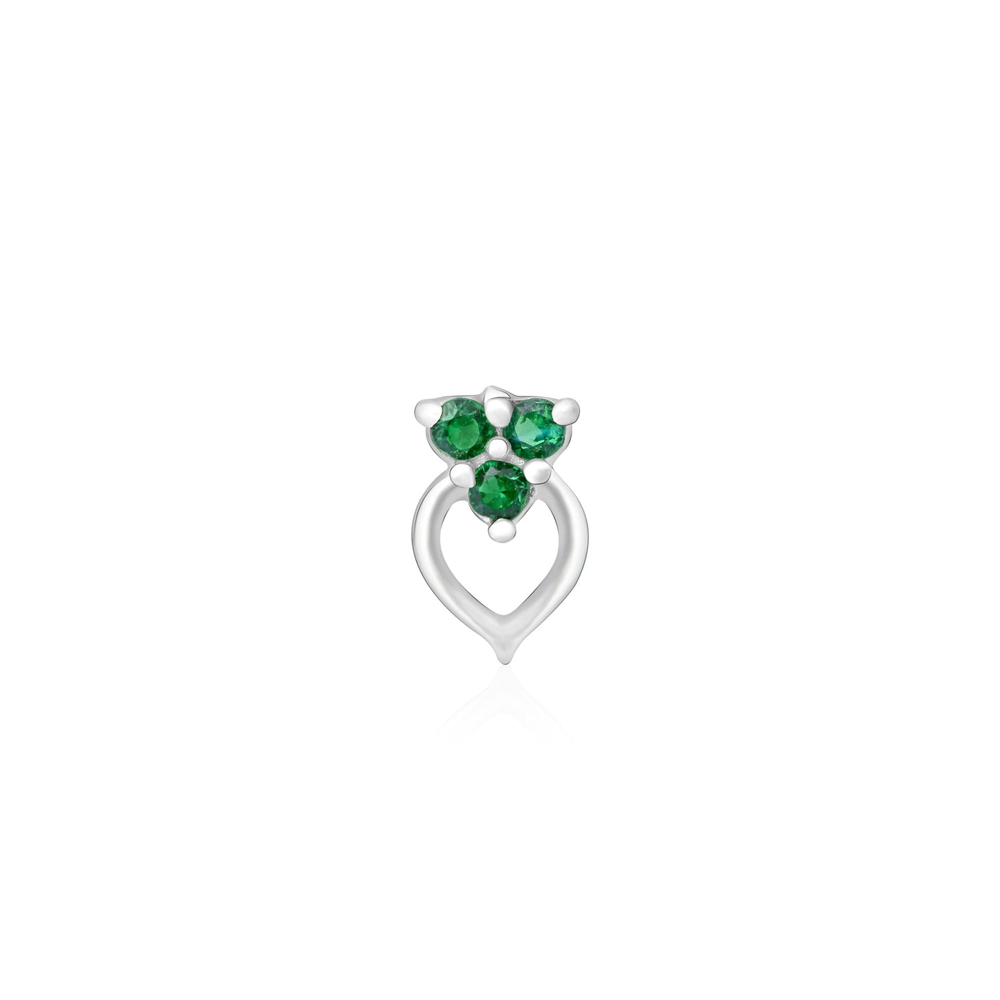 Trio Glow Heart Silver Nose Pin