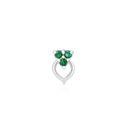 Trio Glow Heart Silver Nose Pin