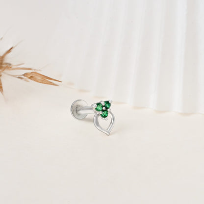 Trio Glow Heart Silver Nose Pin