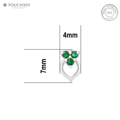 Trio Glow Heart Silver Nose Pin