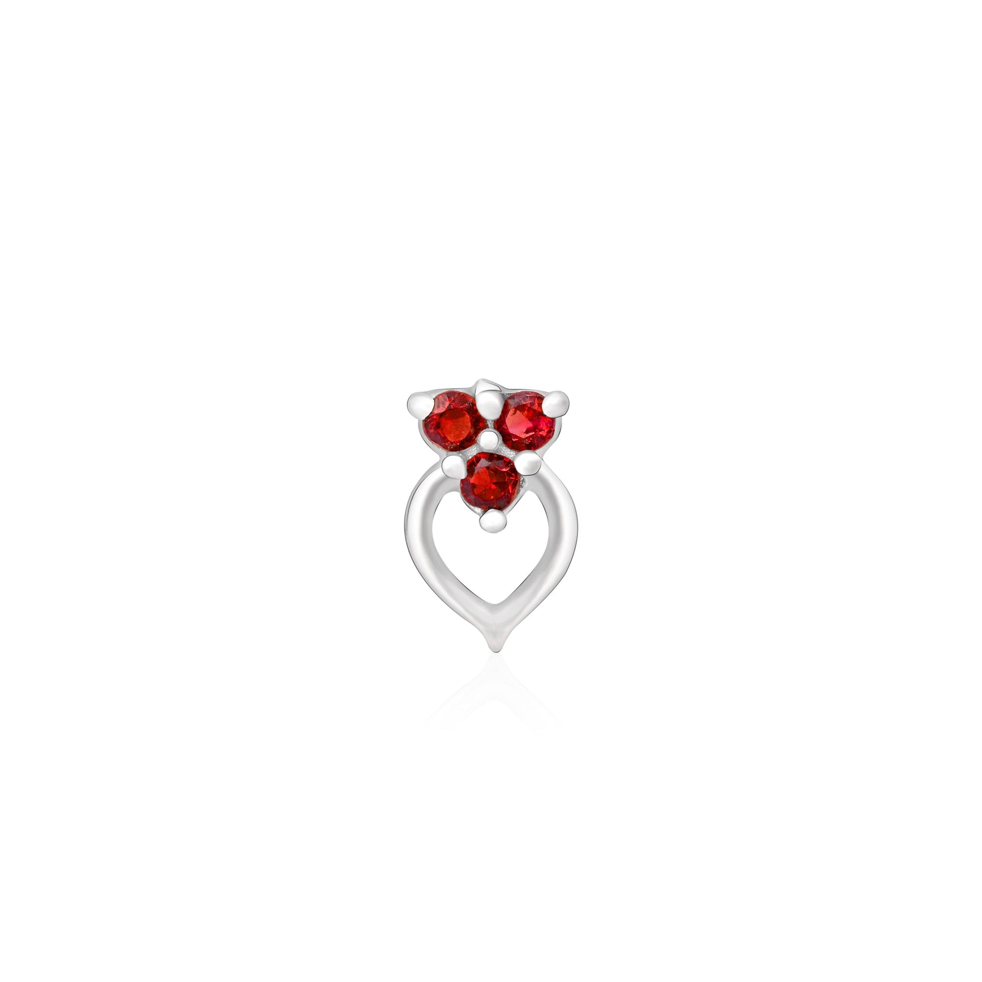 Trio Glow Heart Silver Nose Pin