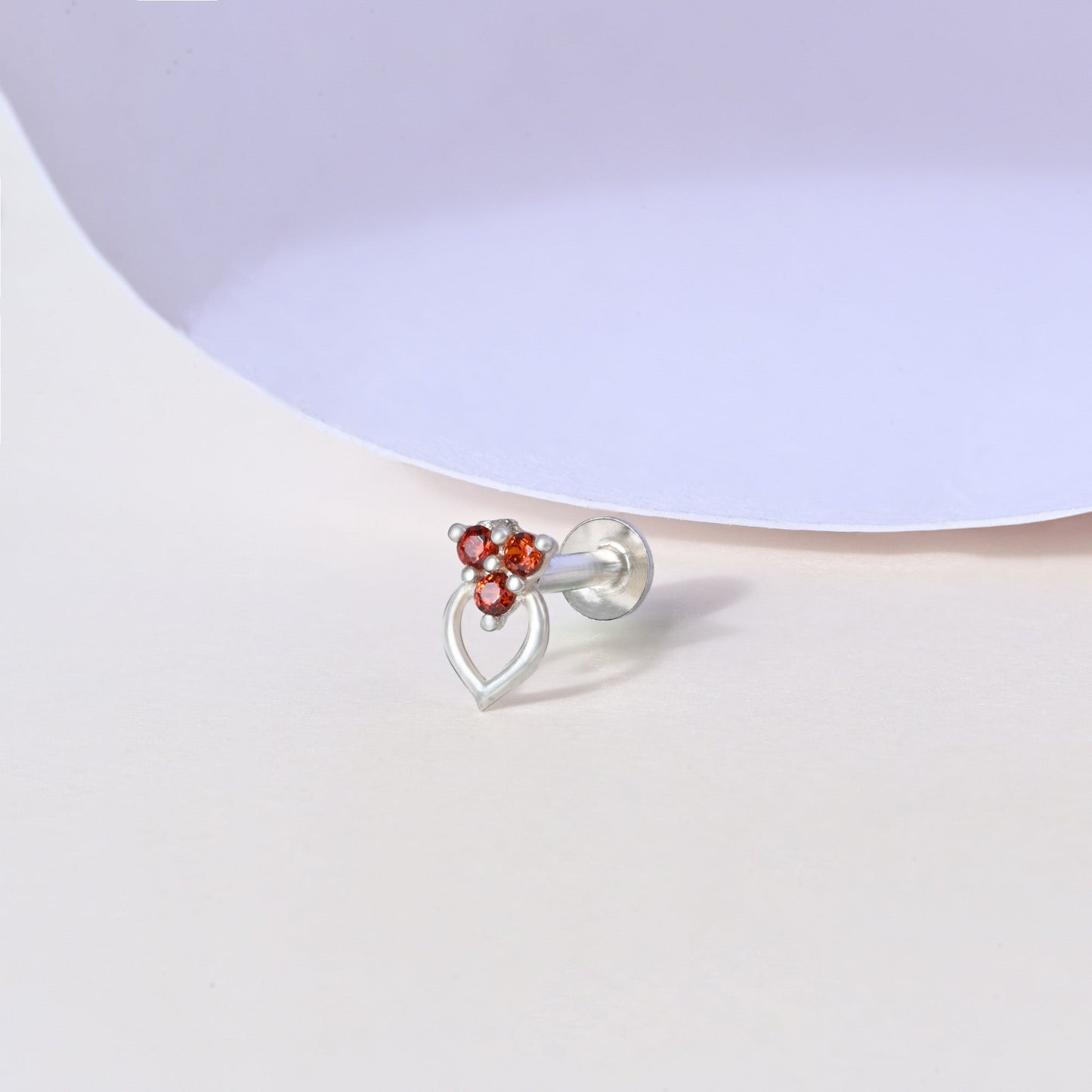 Trio Glow Heart Silver Nose Pin