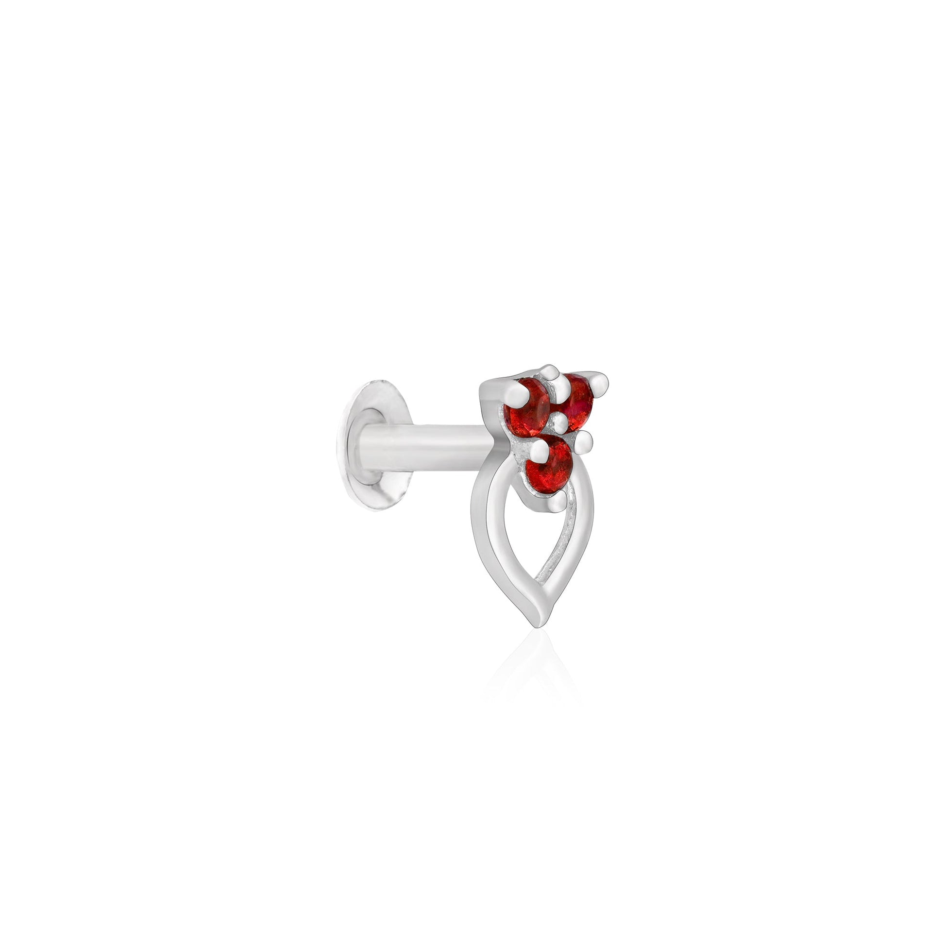 Trio Glow Heart Silver Nose Pin