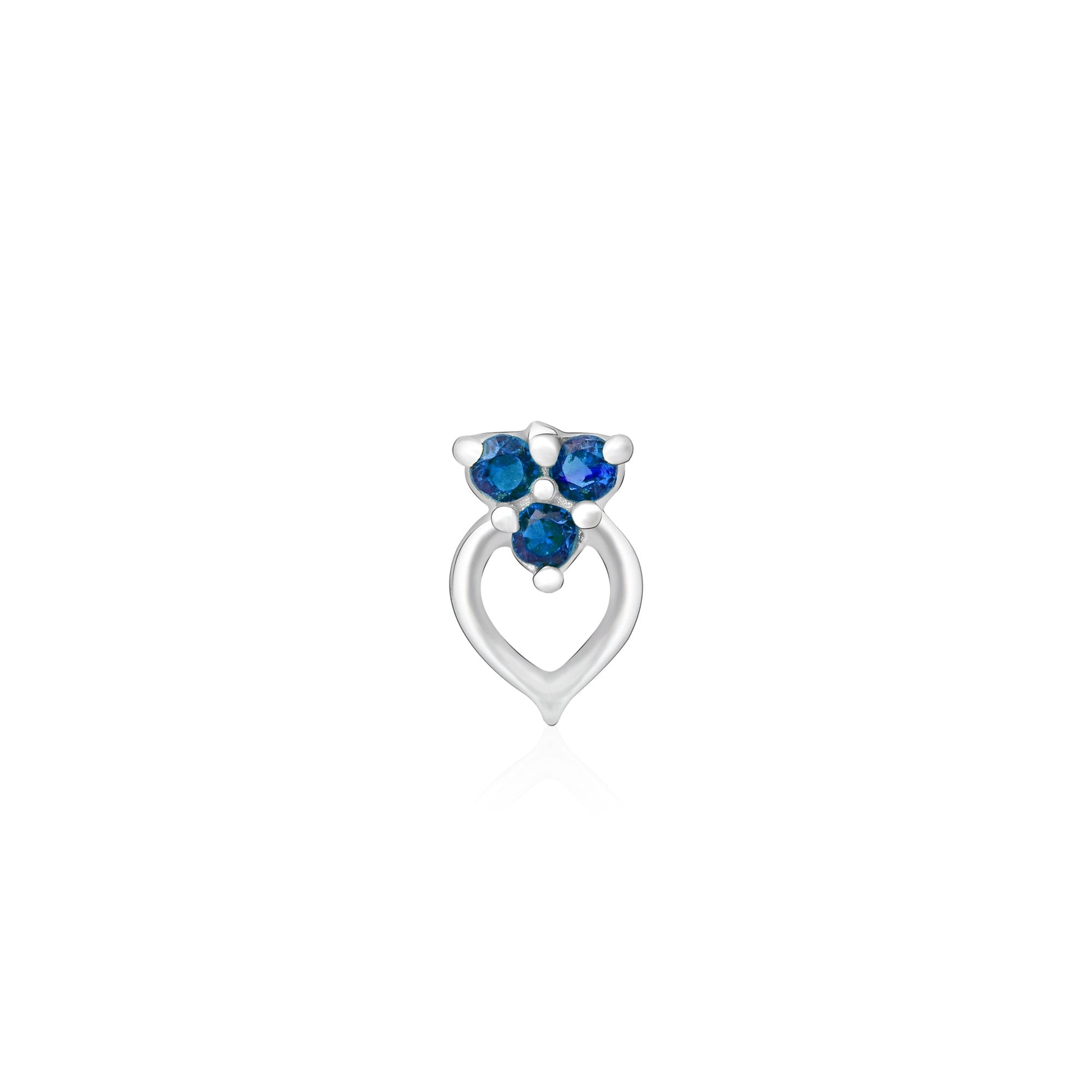 Trio Glow Heart Silver Nose Pin