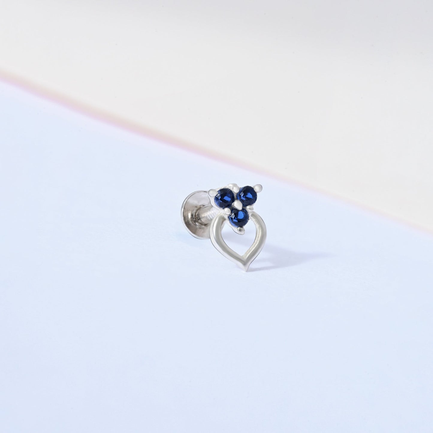 Trio Glow Heart Silver Nose Pin