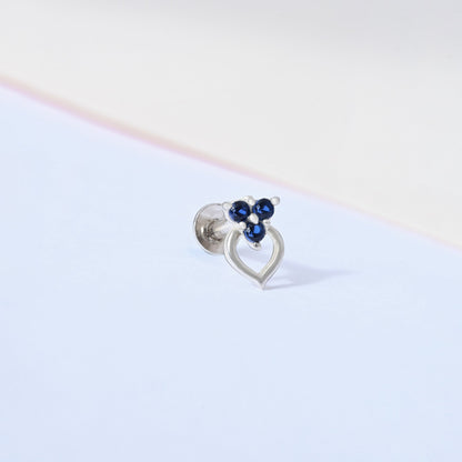 Trio Glow Heart Silver Nose Pin