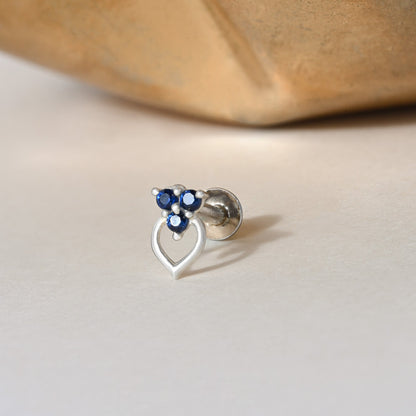 Trio Glow Heart Silver Nose Pin