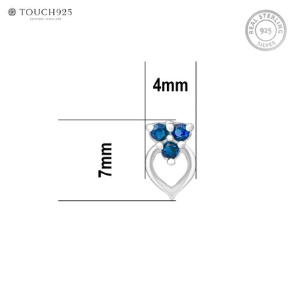 Trio Glow Heart Silver Nose Pin