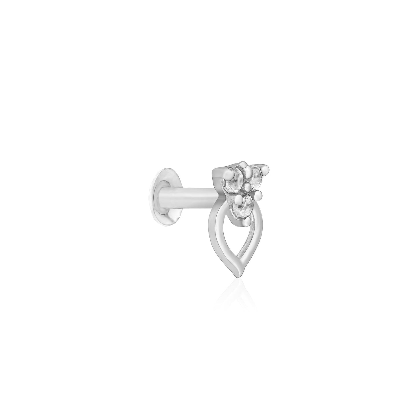 Trio Spark Heart-Drop Silver Nose Pin