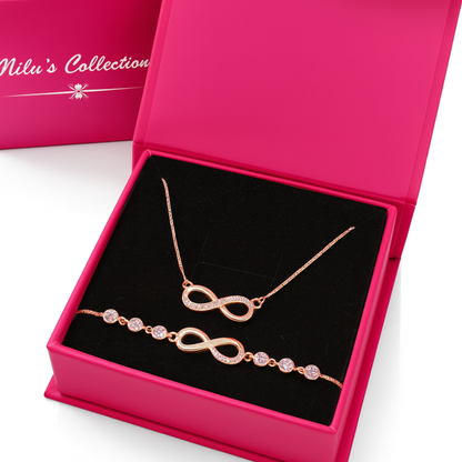 Gift Rose Gold Plated Necklace With Bracelet