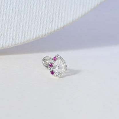 Leaf Arc Silver Nose Pin
